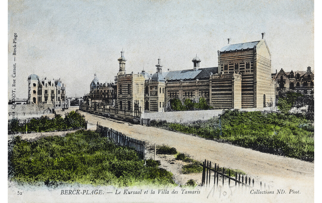 Anonyme, Le Kursaal et la Villa des Tamaris, ca. 1900, carte postale, coll. Musée Opale Sud