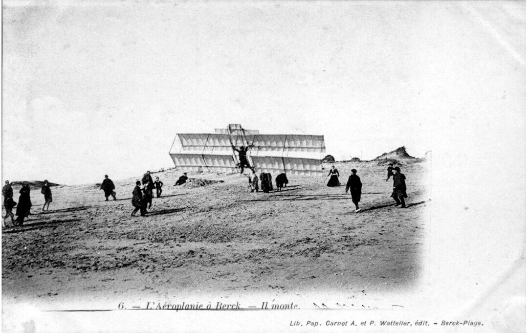 Anonyme, L’aéroplane à Berck, il monte, ca 1904, coll. Musée Opale Sud