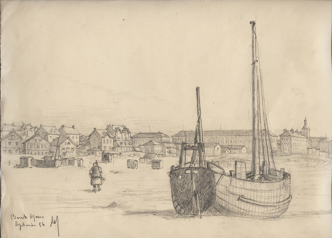 Louis Varcollier, Plage de Berck, crayon noir sur papier, 1886, coll. Musée Opale Sud