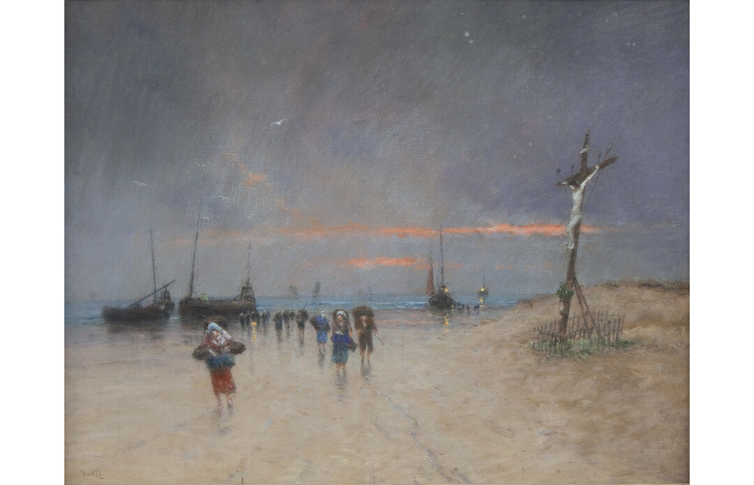 Marie-Joseph Léon Iwill, Retour de pêche au crépuscule, pastel sur toile, ca. 1890, coll. Musée Opale Sud, Berck-sur-Mer