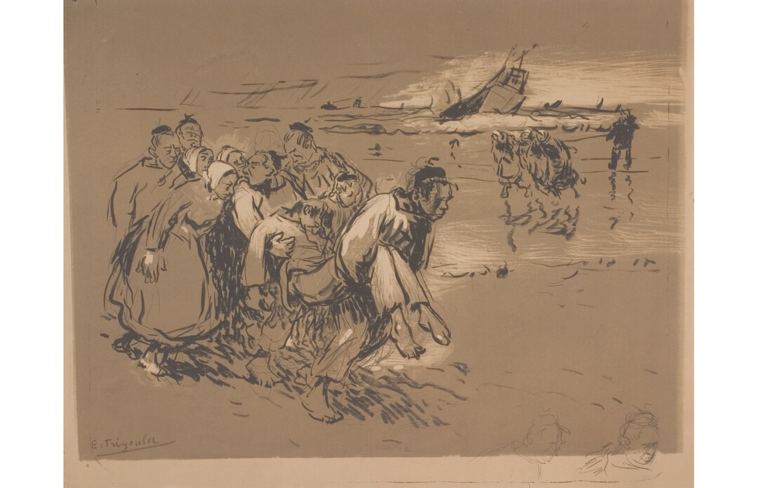 Eugène Trigoulet, Le noyé, lithographie, ca. 1900, coll. Musée Opale Sud, Berck-sur-Mer