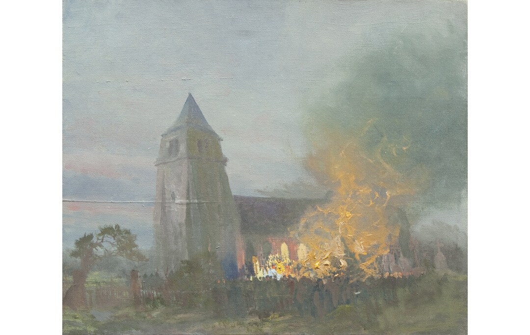 Jan Lavezzari, Les feux de la Saint-Jean à l’Eglise Saint-Jean-Baptiste, 1ère moitié du XXème s, coll. Musée Opale Sud, Berck