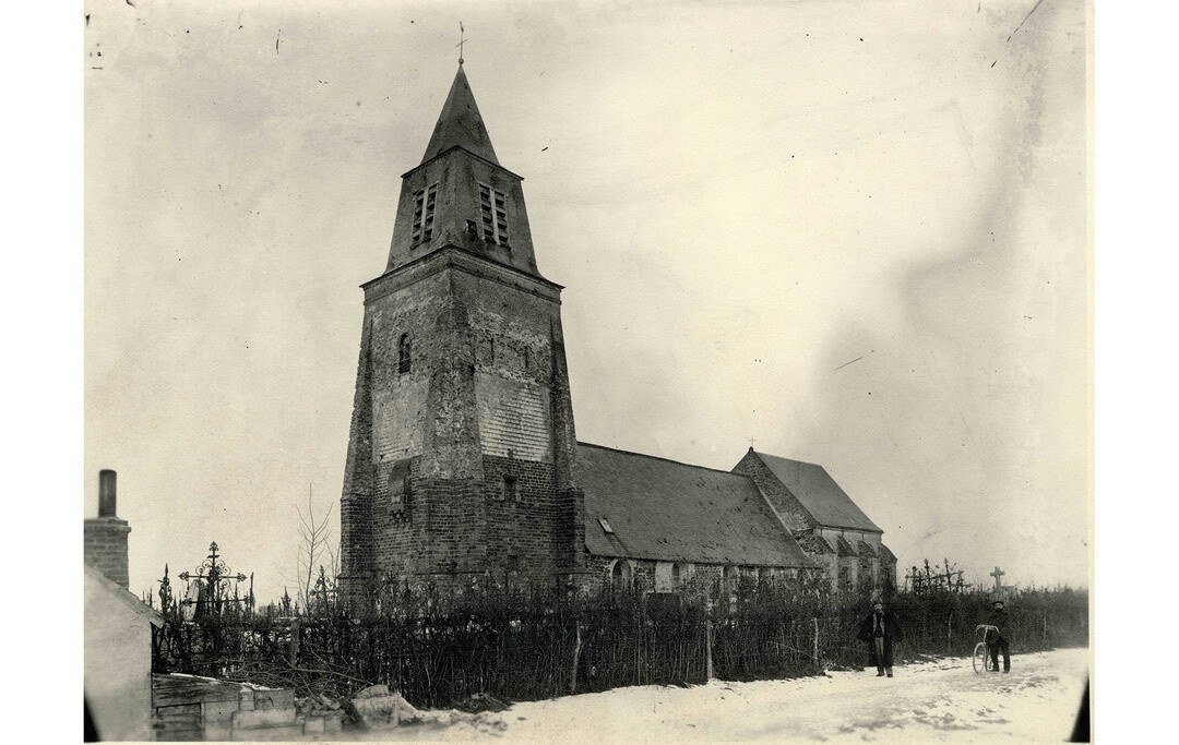 Kerk Saint-Jean-Baptiste, zwart-wit foto, ca 1900, coll. Archives municipales, Berck